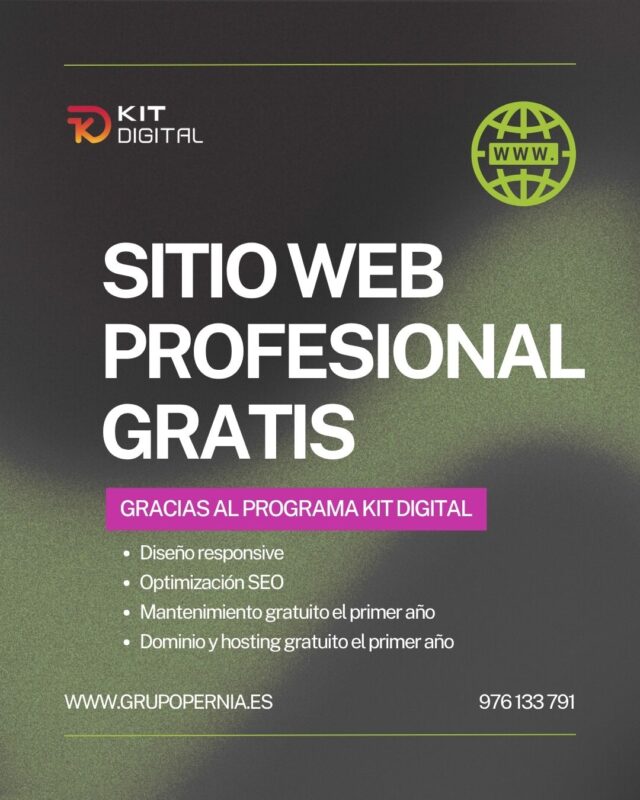 🌐 Transforma tu presencia online con Grupo Pernía
¿Tu empresa necesita una web profesional, rápida y optimizada? En Grupo Pernía creamos páginas web a medida que reflejan la esencia de tu negocio y potencian tu visibilidad online.

✨ Y lo mejor: ¡Puedes hacerlo con el Kit Digital!
Somos agentes digitalizadores, lo que significa que te ayudamos a aprovechar la subvención del gobierno para digitalizar tu negocio sin complicaciones.

✅ Diseño responsive
✅ Optimización SEO básica
✅ Integración con redes sociales
✅ Panel autogestionable
✅ Hosting y dominio incluidos el primer año

📲 Te asesoramos en todo el proceso para que no te preocupes por nada.

🖱️ Solicita tu Kit Digital con nosotros y empieza a destacar en internet:
👉 https://grupopernia.es

#KitDigital #DiseñoWeb #GrupoPernía #DigitalizaciónEmpresarial #TransformaciónDigital #AgenteDigitalizador #WebProfesional